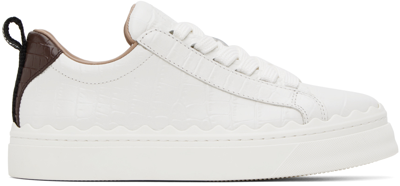 Shop Chloé White Lauren Sneakers In 90u White - Brown 1