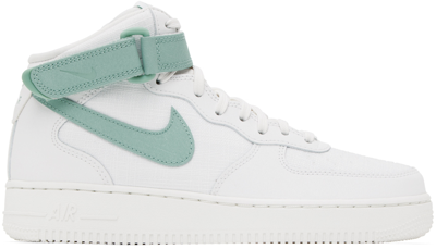 Shop Nike White & Green Air Force 1 '07 Mid Sneakers In Summit White/mineral
