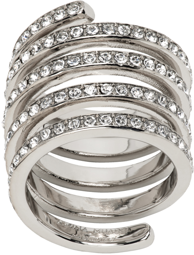 Shop Amina Muaddi Silver Vittoria Ring In White