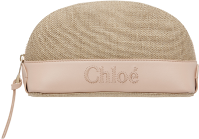 Shop Chloé Beige & Pink Sense Pouch In 6j5 Cement Pink