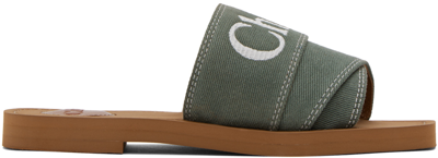 Chloé Woody Sandals In 3e8 Wide Forest