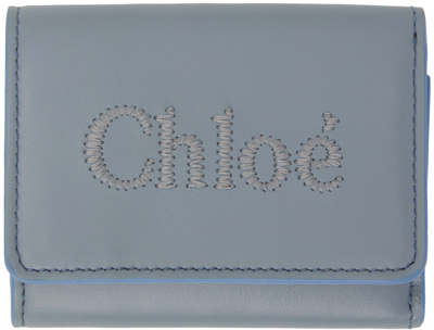 Shop Chloé Blue Small Sense Wallet In 41a Storm Blue