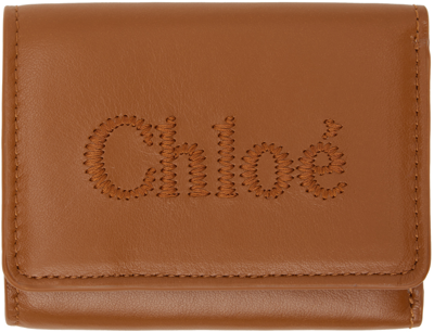 Shop Chloé Brown Small Sense Wallet In 247 Caramel