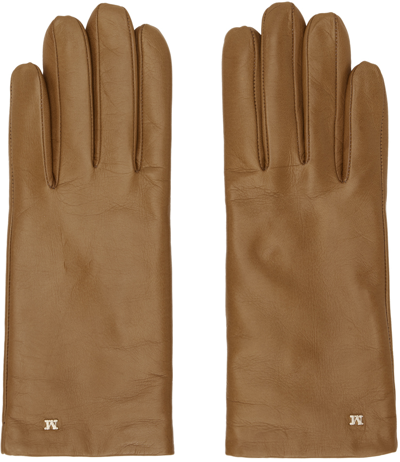 Shop Max Mara Tan Spalato Gloves In 004 Tobacco