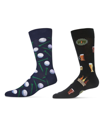 Shop Memoi Men's Crew Sports Assortment Socks, Pair Of 2 In Black-navy