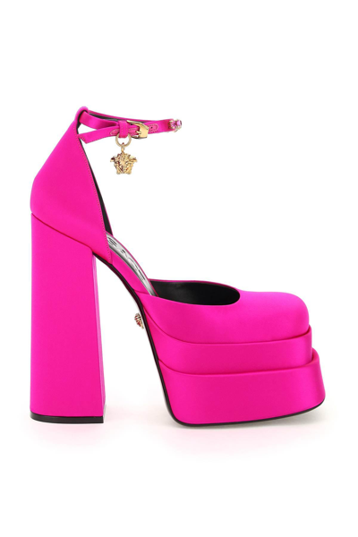 Shop Versace Medusa Aevitas Double Platform Pumps In Fuchsia