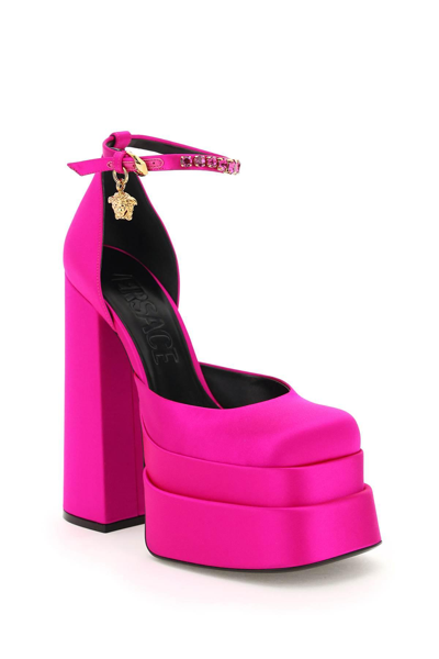 Shop Versace Medusa Aevitas Double Platform Pumps In Fuchsia