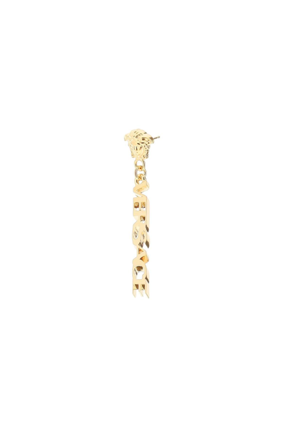Shop Versace Logo Pendant Earrings In Gold
