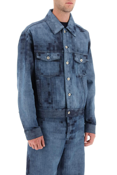 Shop Loewe Pixelated Denim Jacket In Blue