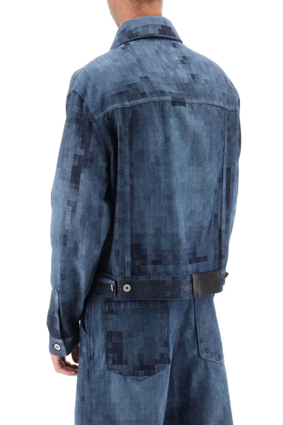 Shop Loewe Pixelated Denim Jacket In Blue