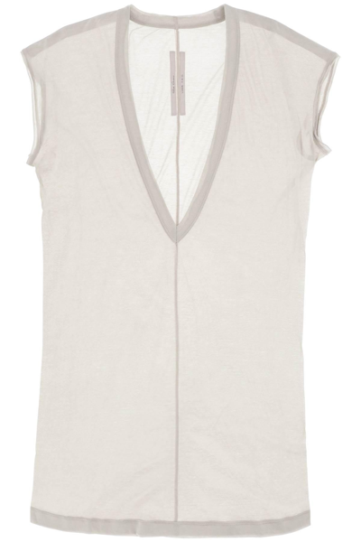 Rick Owens Dylan Maxi T-shirt With V Neck In Grey