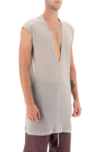 Shop Rick Owens 'dylan' Maxi T-shirt With V Neck In Grey