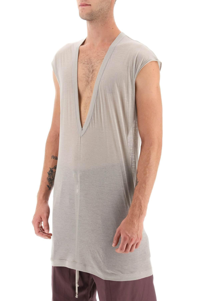 Shop Rick Owens 'dylan' Maxi T-shirt With V Neck In Grey