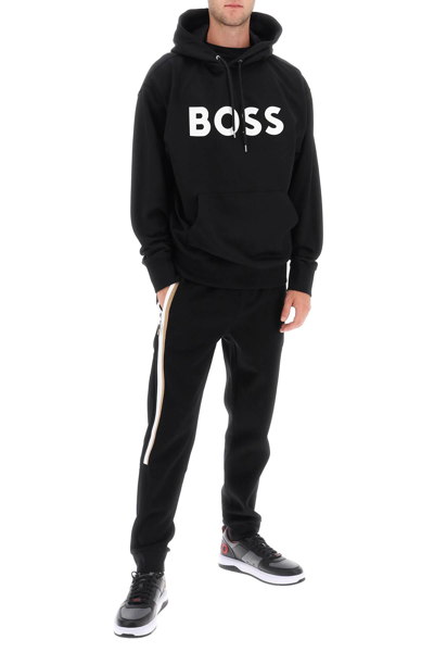 Shop Hugo Boss Joggers With Two-tone Side Bands In Black