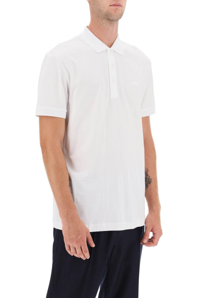 Shop Hugo Boss Regular Fit Jacquard Polo Shirt In White