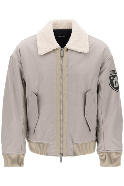 Dsquared2 Logo-print Bomber Jacket In Grey