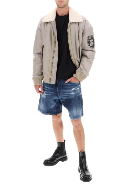 Dsquared2 Logo-print Bomber Jacket In Grey