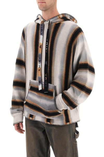 Shop Amiri Oversized Cashmere And Wool Sweatshirt In Grey,black,brown
