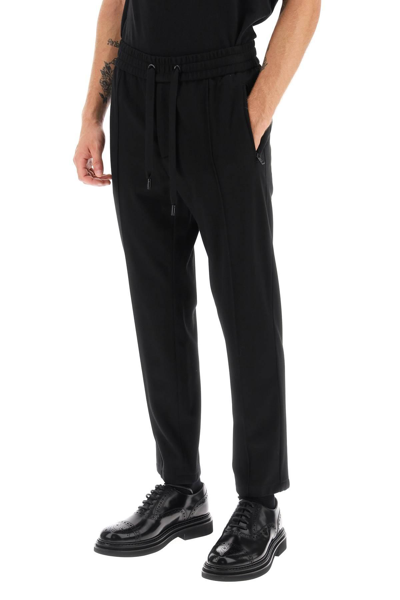 Shop Dolce & Gabbana Joggers In Herringbone Jersey In Black