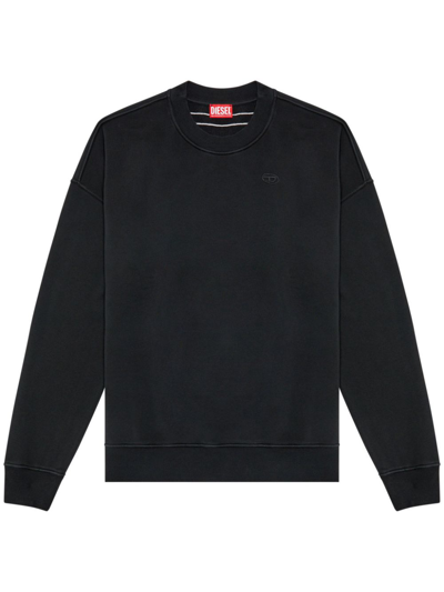 Shop Diesel S-strapoval Logo-embroidered Sweatshirt In Black