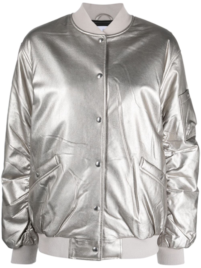 Shop Iro Metallic-finish Bomber Jacket In Grey