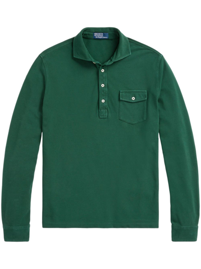 Shop Polo Ralph Lauren Long-sleeve Cotton Polo Shirt In Green