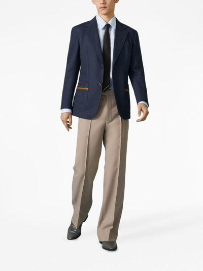 Shop Gucci Web Stripe-embellished Blazer In Blue