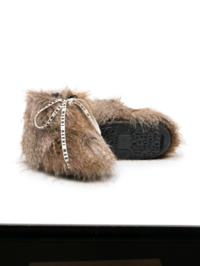 Marni Faux-fur Lace-up Boots In Brown