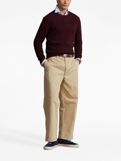 Shop Polo Ralph Lauren Cable-knit Cashmere Jumper In Red
