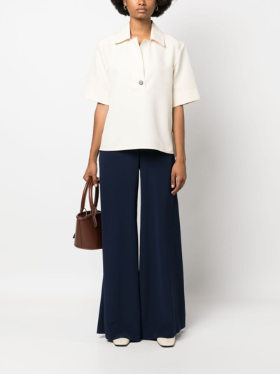 Gianluca Capannolo Satin Wide Leg Trousers In Blue