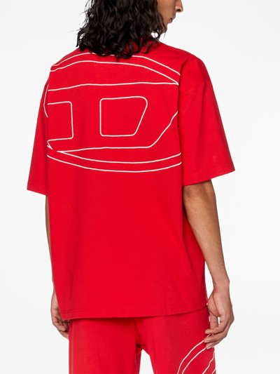 Shop Diesel T-boggy-megoval-d Cotton T-shirt In Red