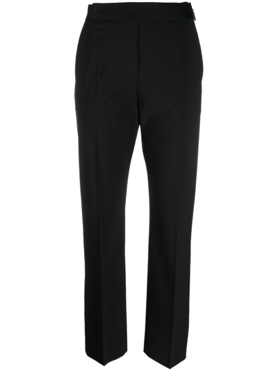 Msgm Logo-waistband Tapered Trousers In Black