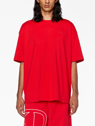 Shop Diesel T-boggy-megoval-d Cotton T-shirt In Red