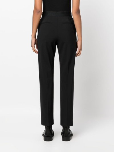 Shop Msgm Slim-fit Tailored Trousers In Black