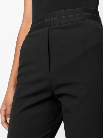 Msgm Logo-waistband Tapered Trousers In Black