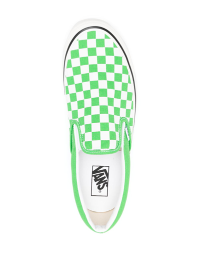 Shop Vans Checkerboard Slip-on Sneakers In Green