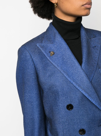 Shop Gabriele Pasini Double-breasted Knitted Blazer In Blue