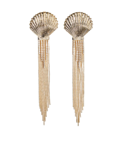 Shop Retroféte Shellona Crystal-embellished Drop Earrings In Gold
