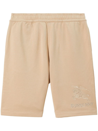 Shop Burberry Ekd-embroidery Track Shorts In Neutrals
