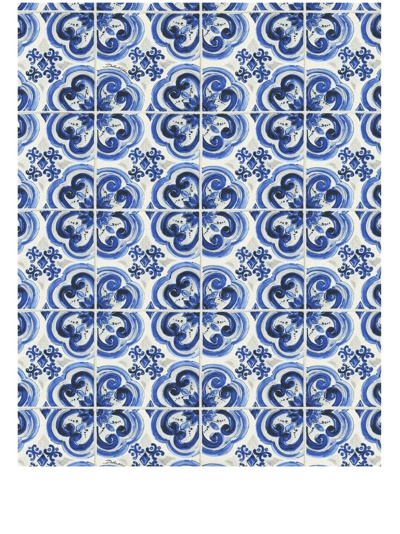 Shop Dolce & Gabbana Tile-print Wallpaper In Blue