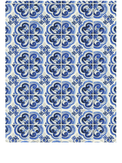 Dolce & Gabbana Tile-print Wallpaper In Blue