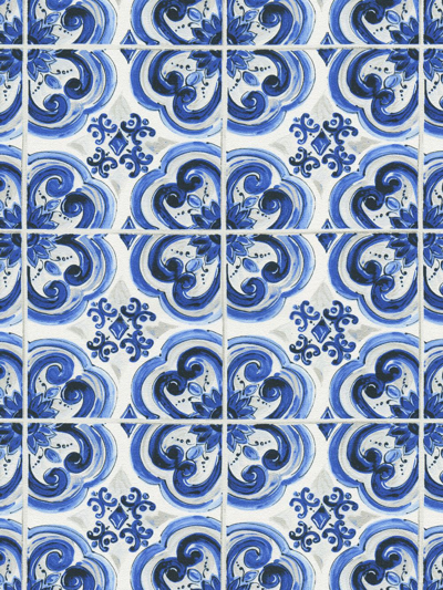 Shop Dolce & Gabbana Tile-print Wallpaper In Blue