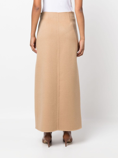 Shop P.a.r.o.s.h Zip-up Straight Wool Skirt In Neutrals