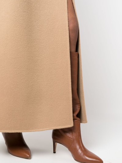 Shop P.a.r.o.s.h Zip-up Straight Wool Skirt In Neutrals