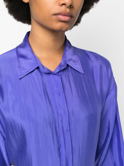 Shop Forte Forte Concealed-fastening Silk Shirt In Blue