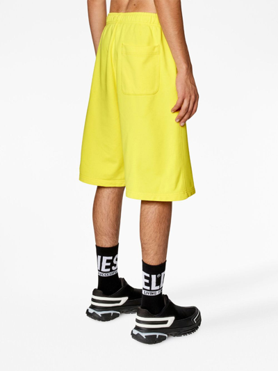Shop Diesel P-marshy-od Logo-embossed Cotton Track Shorts In Yellow