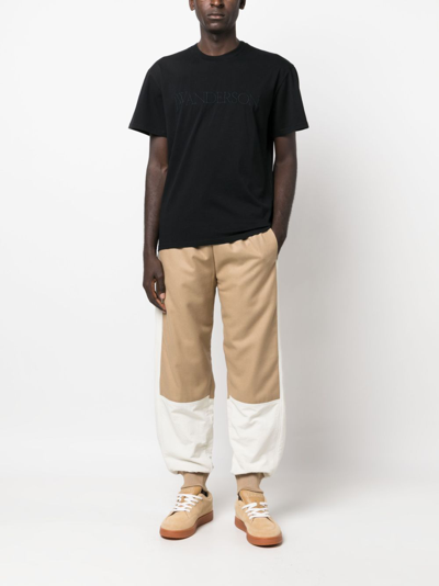 Jw Anderson Embroidered-logo Cotton T-shirt In Black