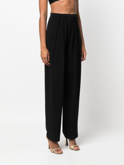 Shop Norma Kamali High-waisted Tapered-leg Trousers In Black