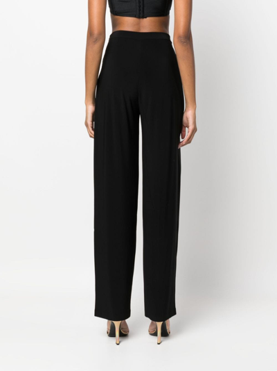 Shop Norma Kamali High-waisted Tapered-leg Trousers In Black