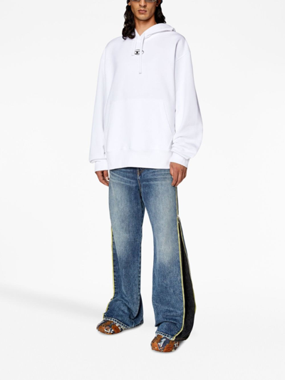 Diesel Oversized Hoodie With Metallic Logo In White